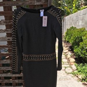 CHARCOAL GREY  METAL GOLD STUD DETALING